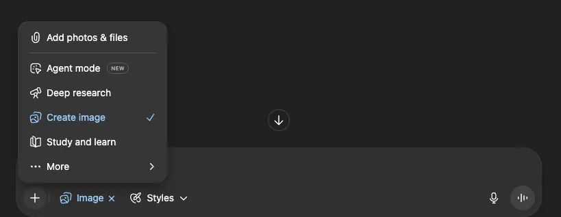 Create Image Option in ChatGPT